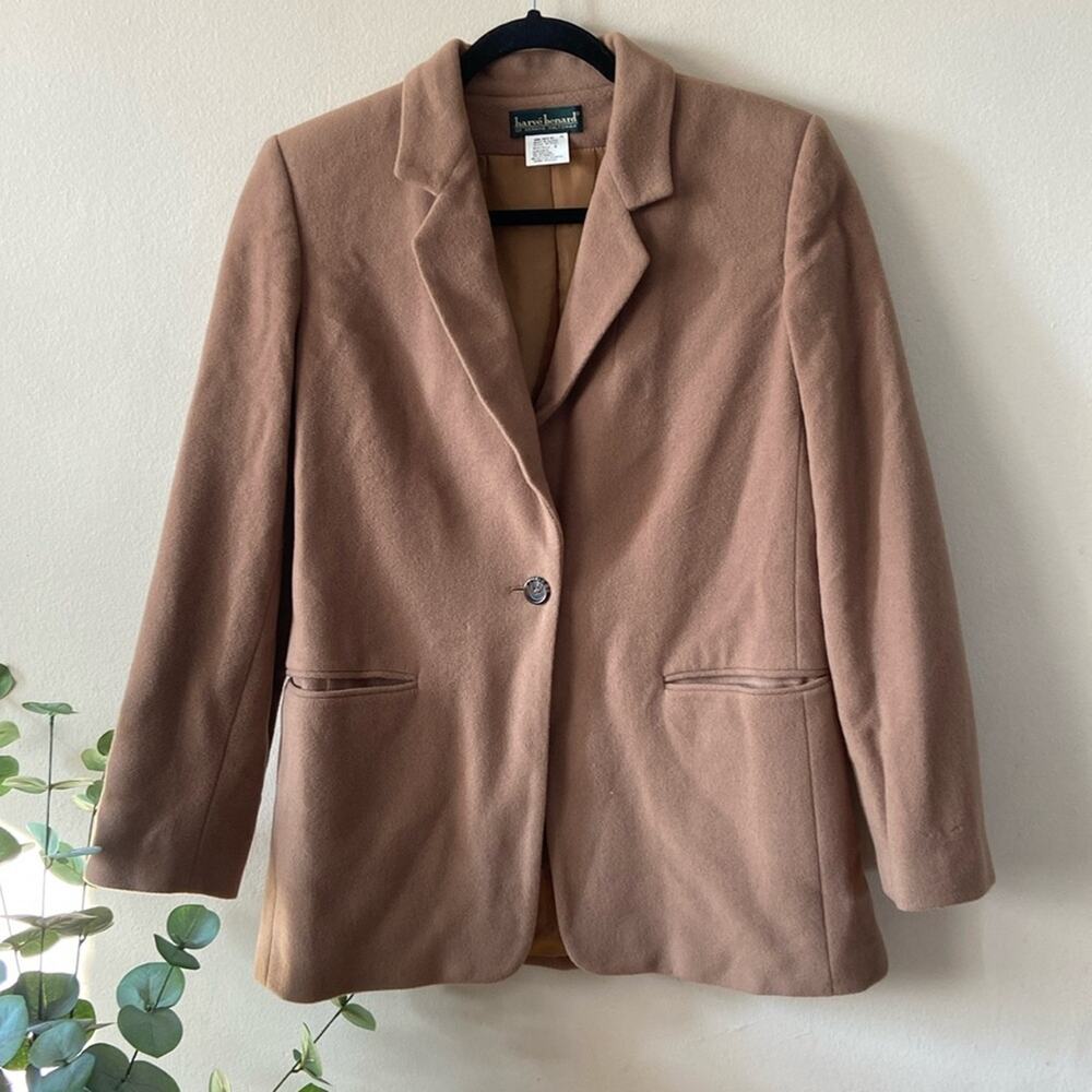 Tan Vintage Harve Benard Wool Cashmere Blazer Jacket Women's 6 90's Fall Winter